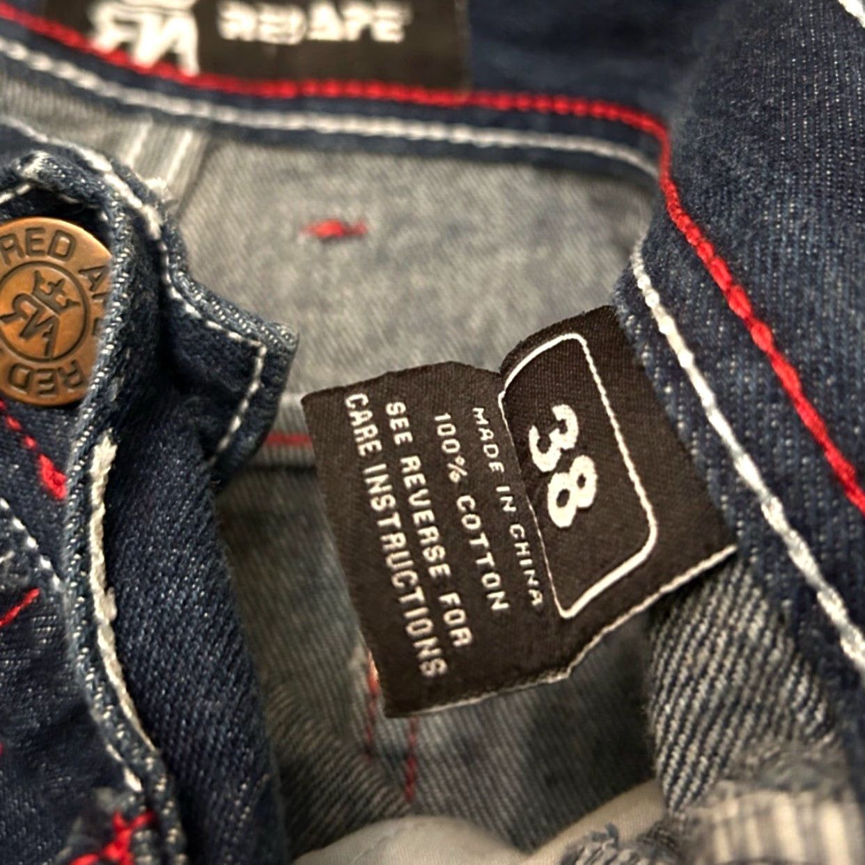 Vintage VINTAGE Red Ape Jeans Baggy Skater Grunge VTG Mens 38 Embroidered Flag Denim Wide-Leg 30in Inseam Mens Size US 38 / EU 54 - 5 Thumbnail