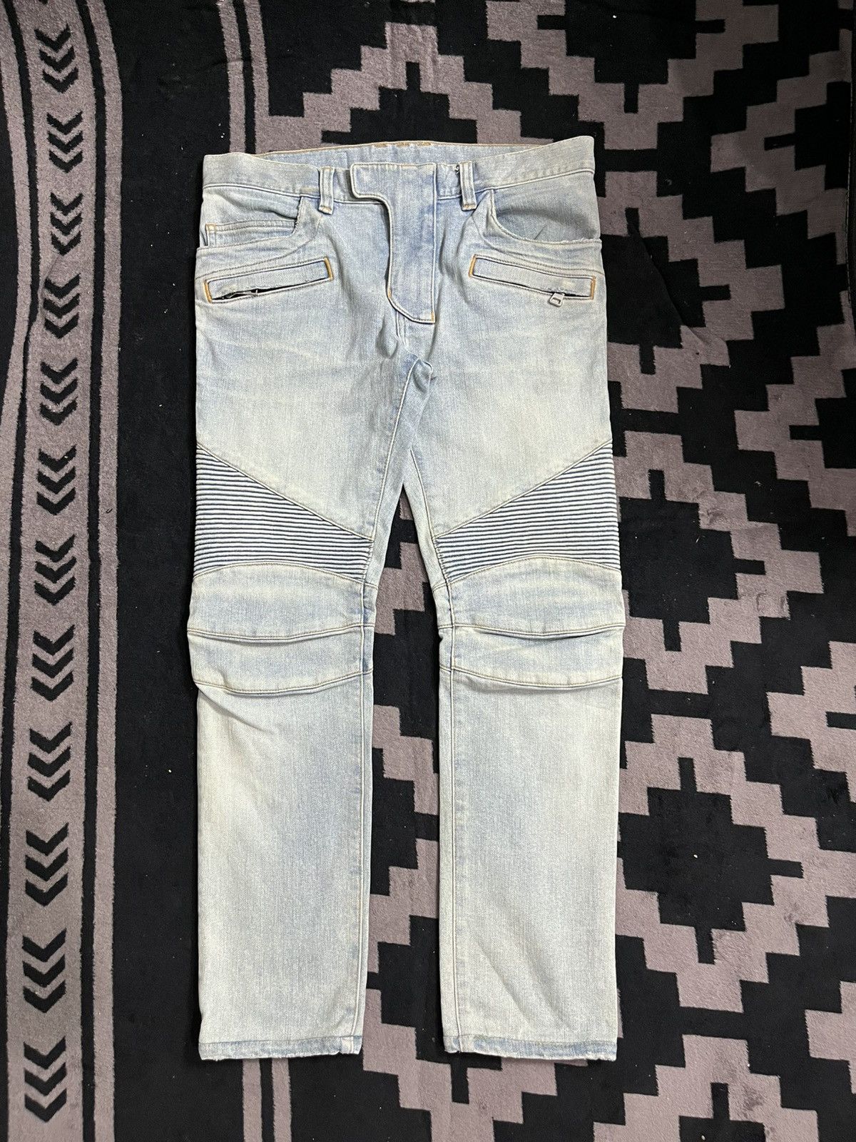 Balmain Balmain distressed blue biker jeans Size US 29 - 1 Thumbnail