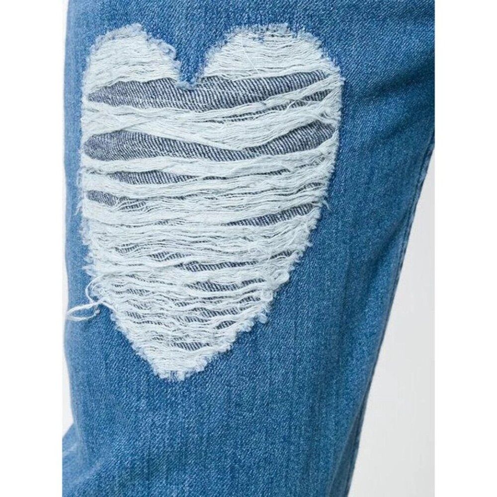 Love Moschino Love Moschino Heart Patch High Rise Straight Jeans 26 Blue Size 28" / US 6 / IT 42 - 4 Thumbnail