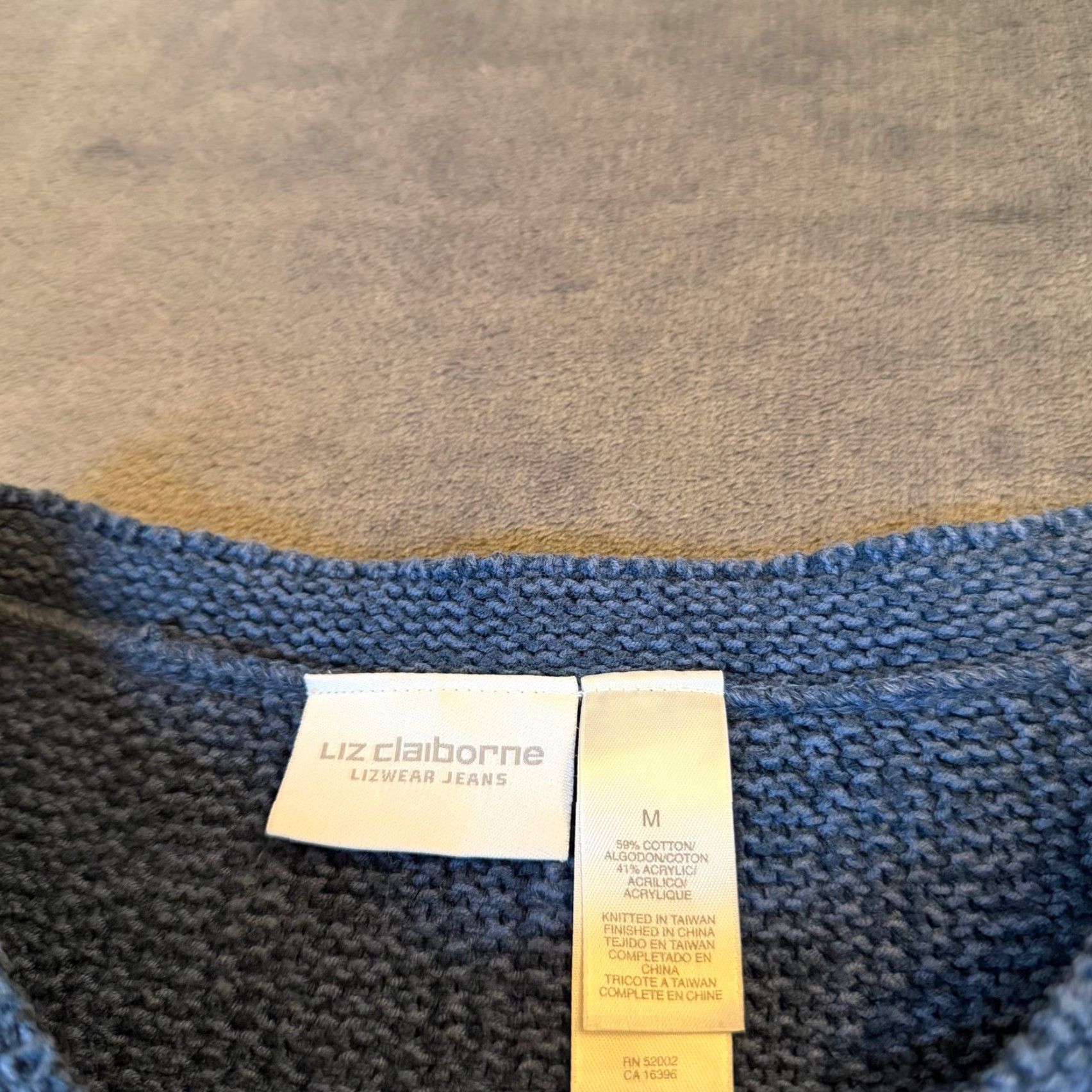 Liz Claiborne Liz Claiborne Lizwear Blue Textured Popcorn Knit Cotton Sweater Womens Medium Size M / US 6-8 / IT 42-44 - 2 Thumbnail