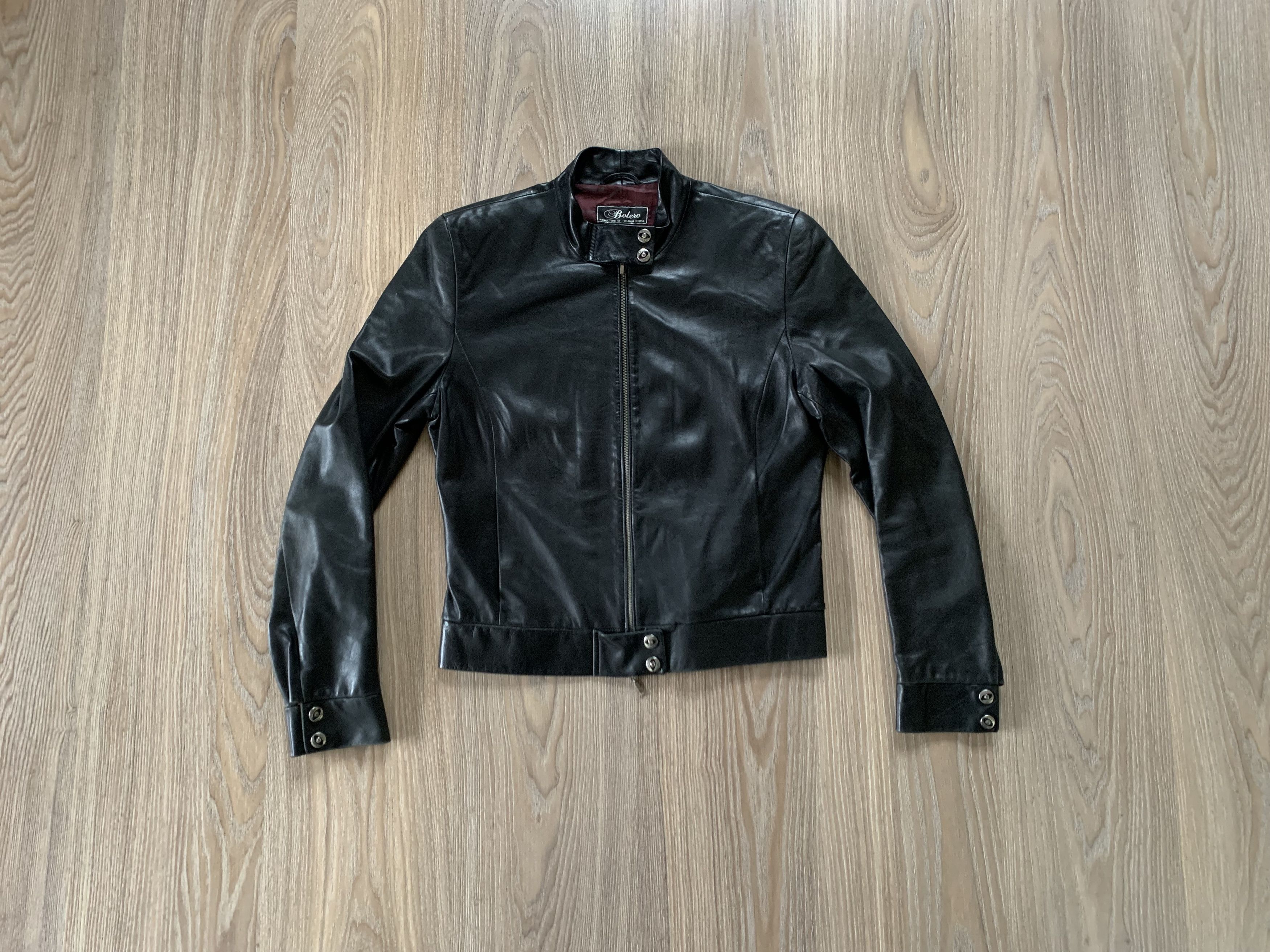 Genuine Leather Bolero Woman Black Soft Leather Biker Zip Jacket Size M / US 6-8 / IT 42-44 - 2 Thumbnail
