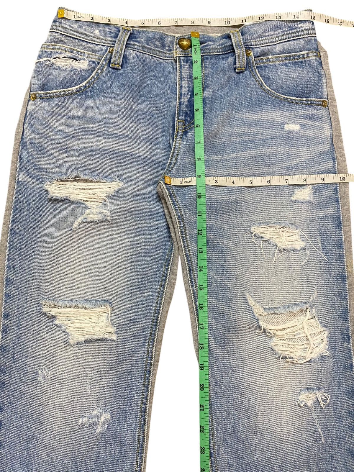 Japanese Brand Vintage Custom Rodeo Crowns Ripped Half Jean Half Pants Size US 30 / EU 46 - 15 Thumbnail