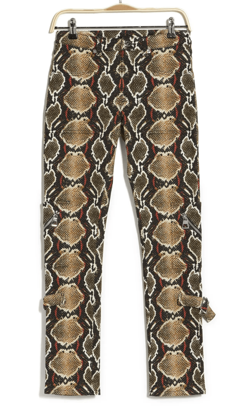 o1bs11s0923 Pants in Cocoa Snake Pattern