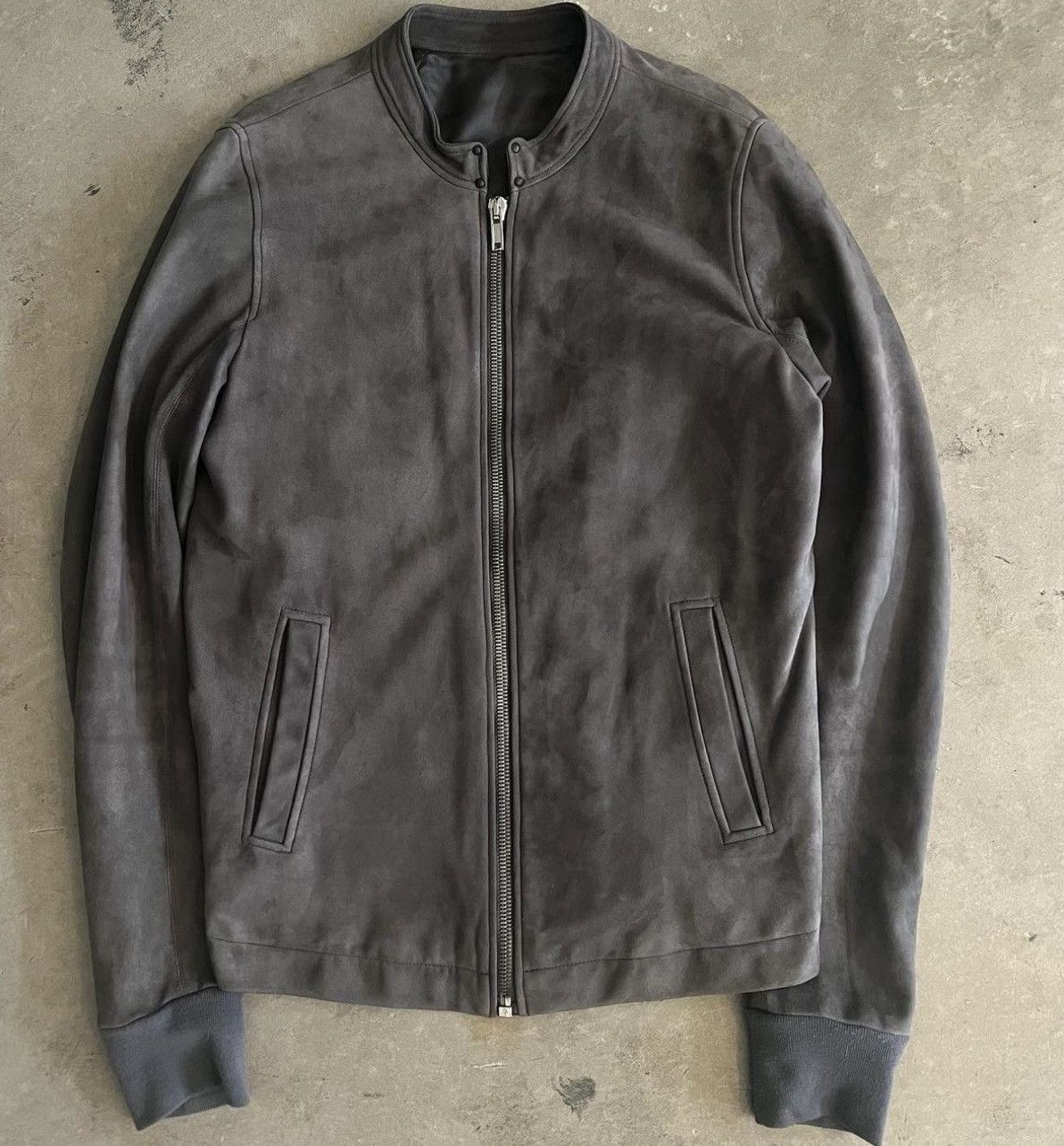 image of Avant Garde x Rick Owens Lamb Leather Jacket in Grey, Men's (Size Large)