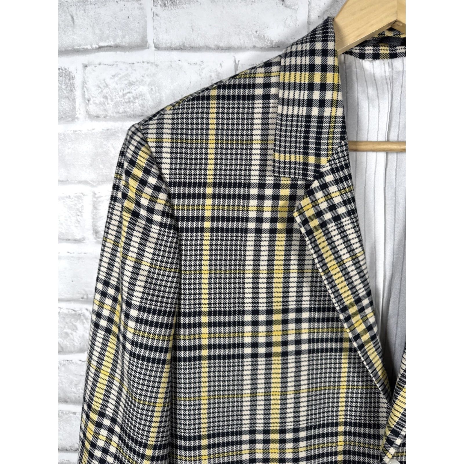 Vintage Noak Plaid 2 Button Sport Coat Mens 38 Regular Yellow Blue Plaid Coat Sports Mens Size US XXS / EU 40 - 5 Thumbnail