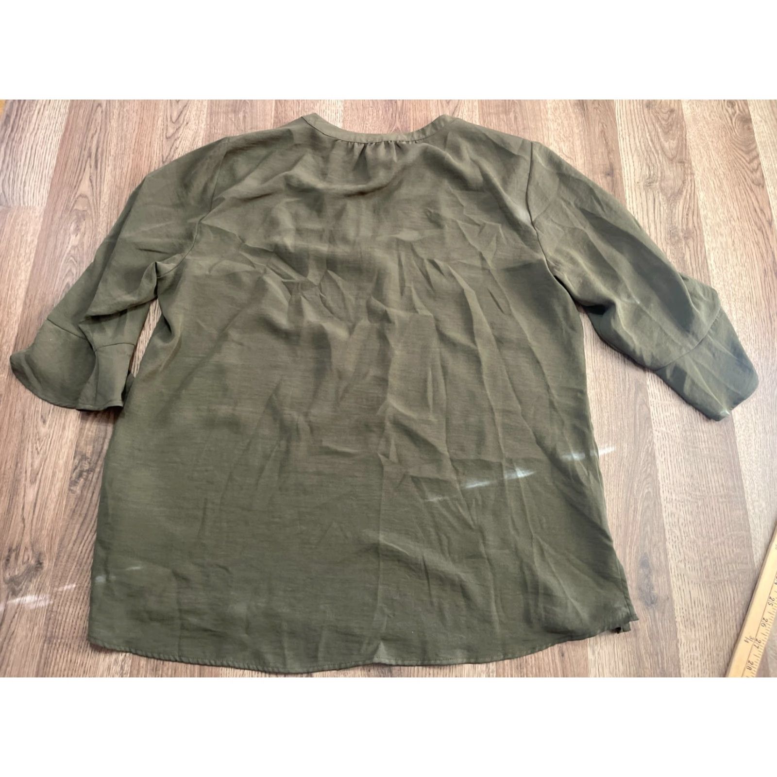 Vintage Maurices Shirt Womens XL Green 3/4 Sleeve V-neck T-Shirt Casual Modern Basic Size XL / US 12-14 / IT 48-50 - 2 Thumbnail