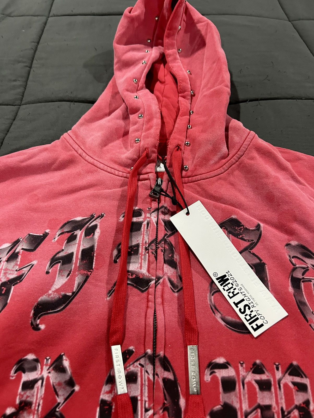 Other First Row "Wake Up & Be Fierce" Full-Zip Hoodie -Red Wash Size US L / EU 52-54 / 3 - 3 Thumbnail