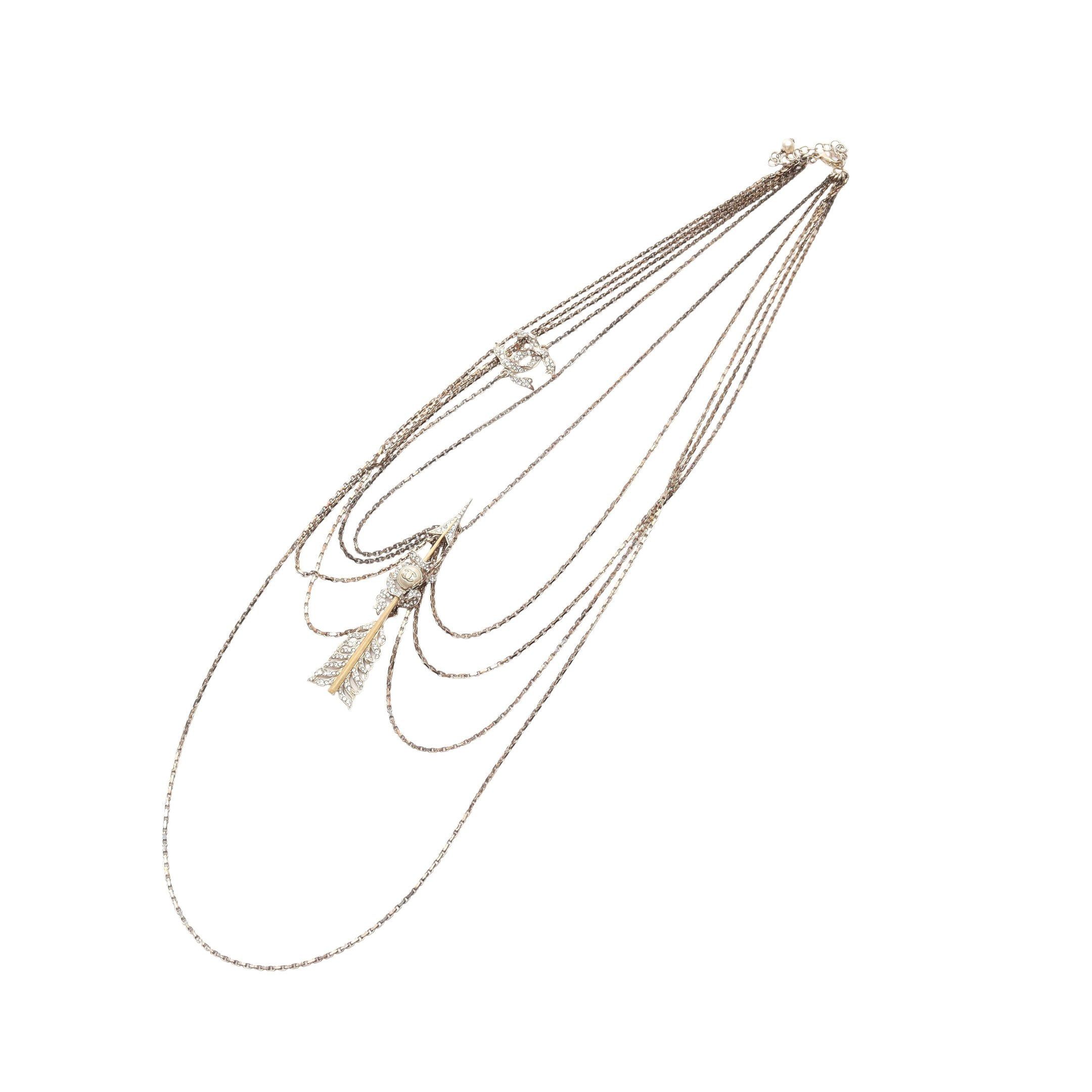 Chanel Chanel Coco Mark Necklace Gp Rhinestone Gold 5 Connected 18C Size ONE SIZE - 1 Thumbnail