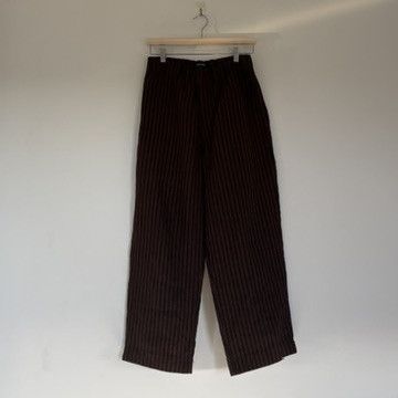 Elastic Wide Pant in Yarn Dyed Belgian Linen Stripe