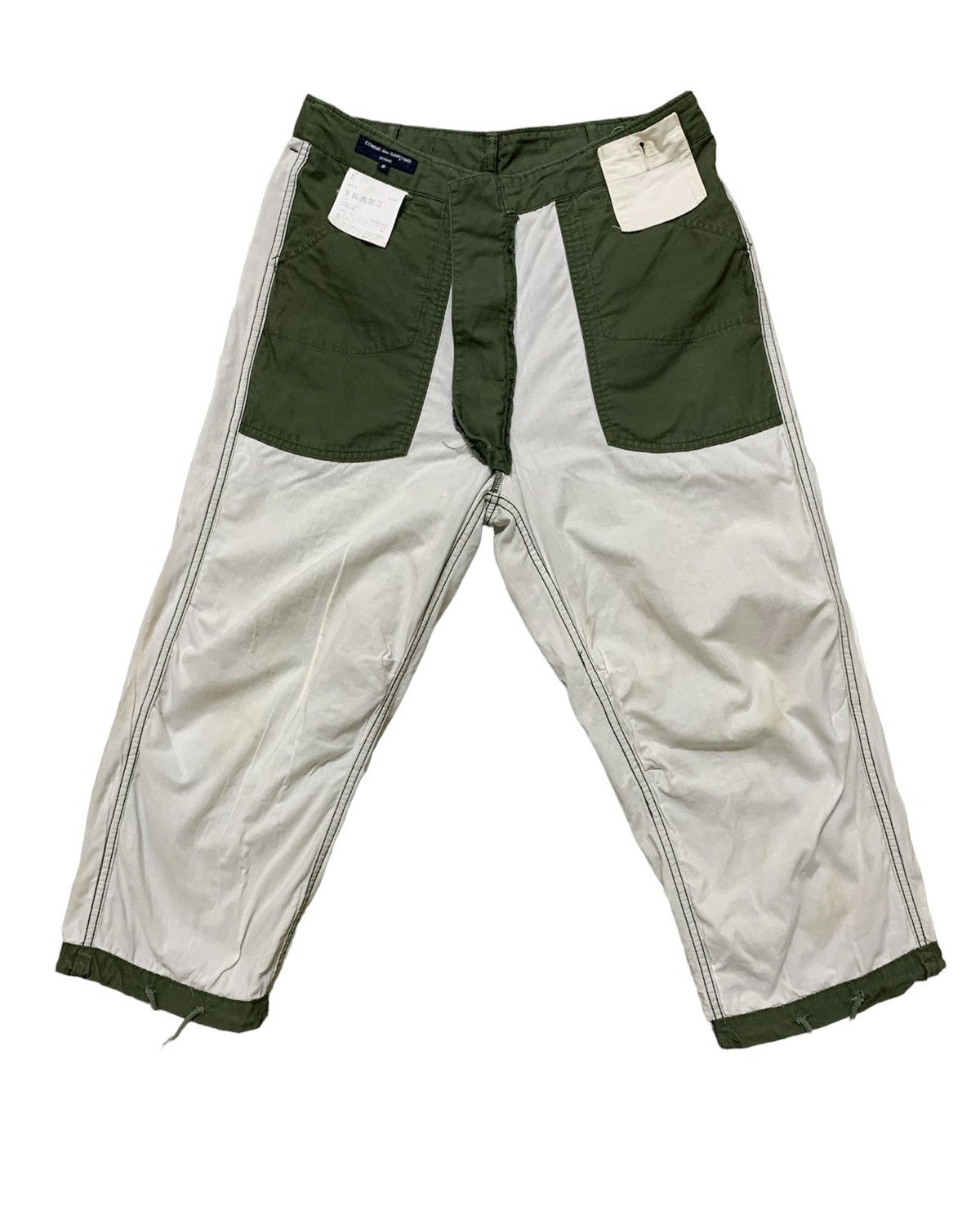 Comme des Garcons Homme × Rei Kawakubo CDG HOMME adjustable waist cotton 3Q pant Green Army Size US 31 - 10 Thumbnail
