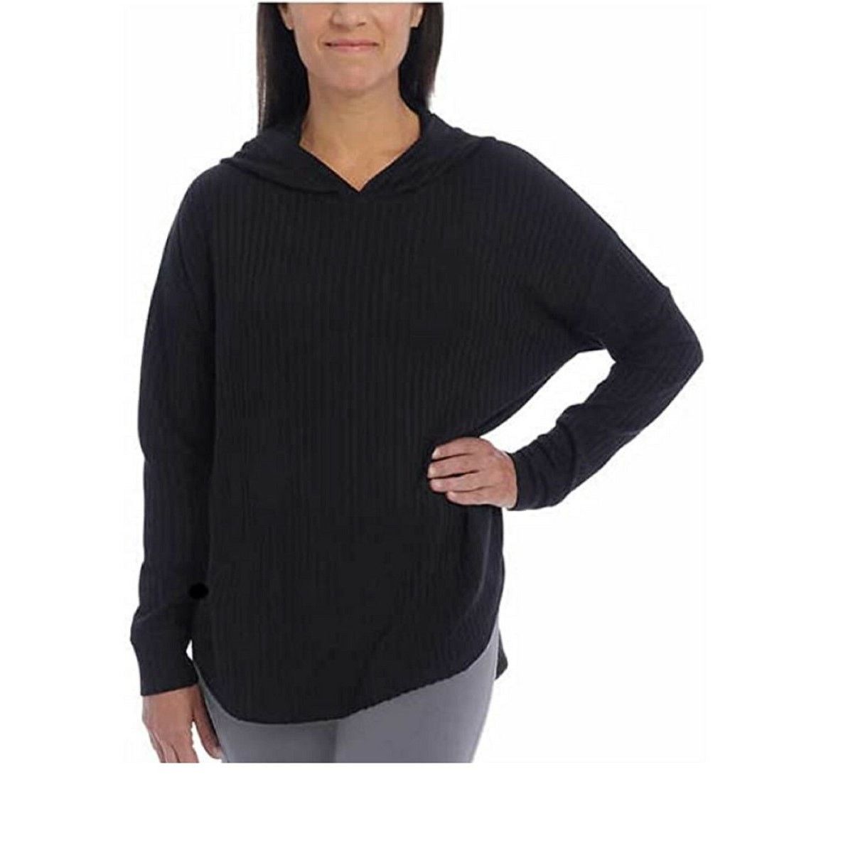 Chaser Brand Chaser Black Waffle Knit Thermal Pullover Hooded Top Shirt Size XS / US 0-2 / IT 36-38 - 1 Thumbnail