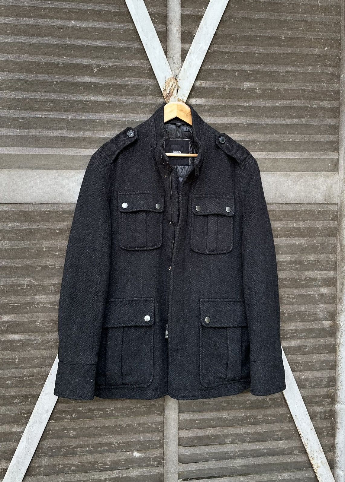 Hugo Boss 👹Hugo Boss Wool Utility Jacket Size US L / EU 52-54 / 3 - 2 Thumbnail