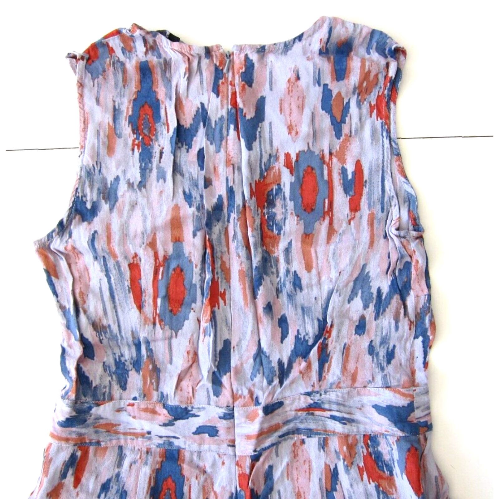 Pinko Eva Longoria Jumpsuit Romper 100% Rayon Pink Blue Orange Sleeveless Pocket 8 Womens Size 30" / US 8 / IT 44 - 5 Thumbnail