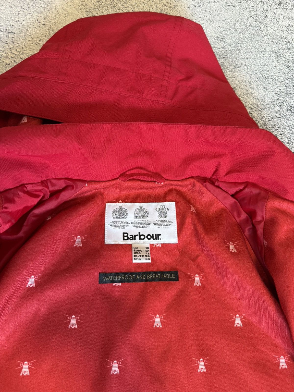 Barbour Barbour Women Parka Waterproof Mainlander Jacket Red Hooded Size XL / US 12-14 / IT 48-50 - 10 Thumbnail