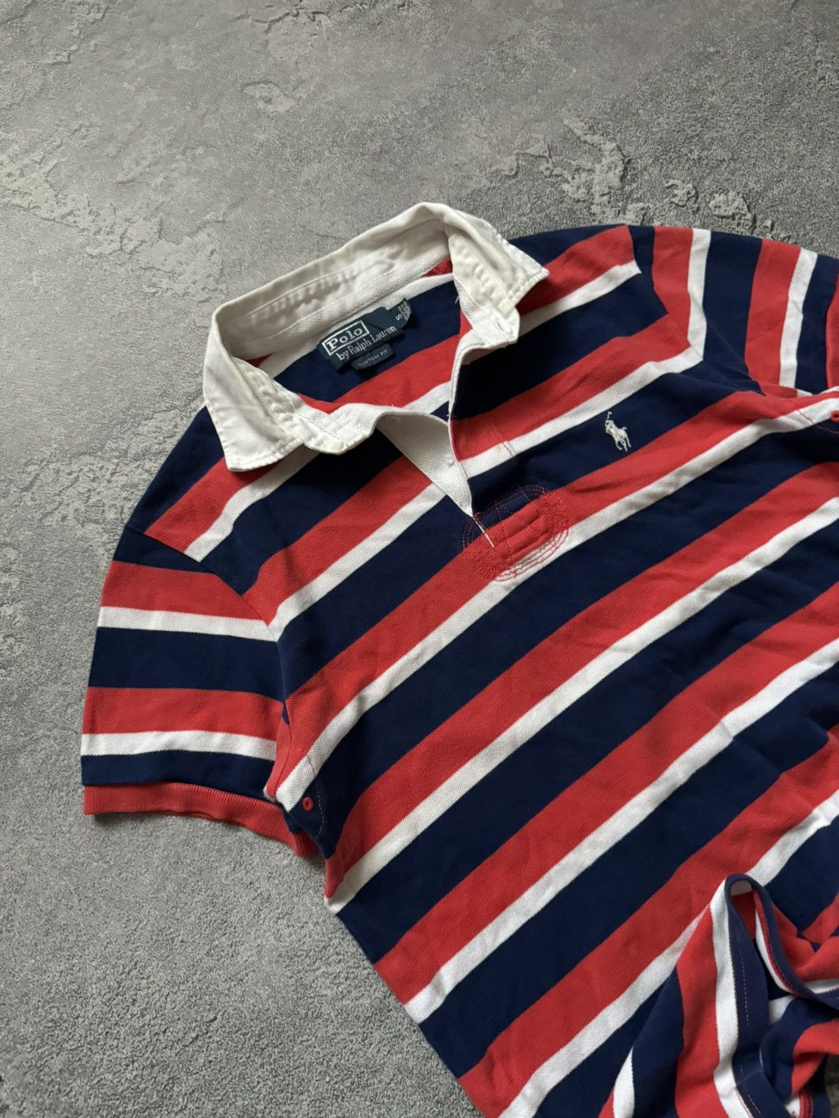 Polo Ralph Lauren × Vintage Polo Ralph Lauren S striped polo tee T-shirt rugby 🏉 Size US S / EU 44-46 / 1 - 2 Thumbnail