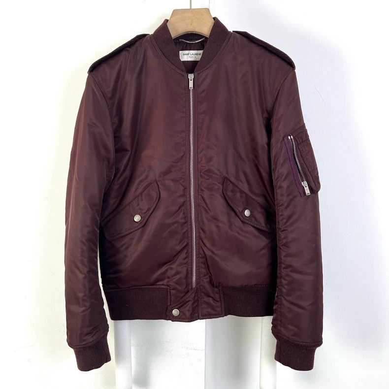 Saint Laurent Paris Saint Laurent Paris Burgundy ma1 flight jacket Size US S / EU 44-46 / 1 - 1 Thumbnail