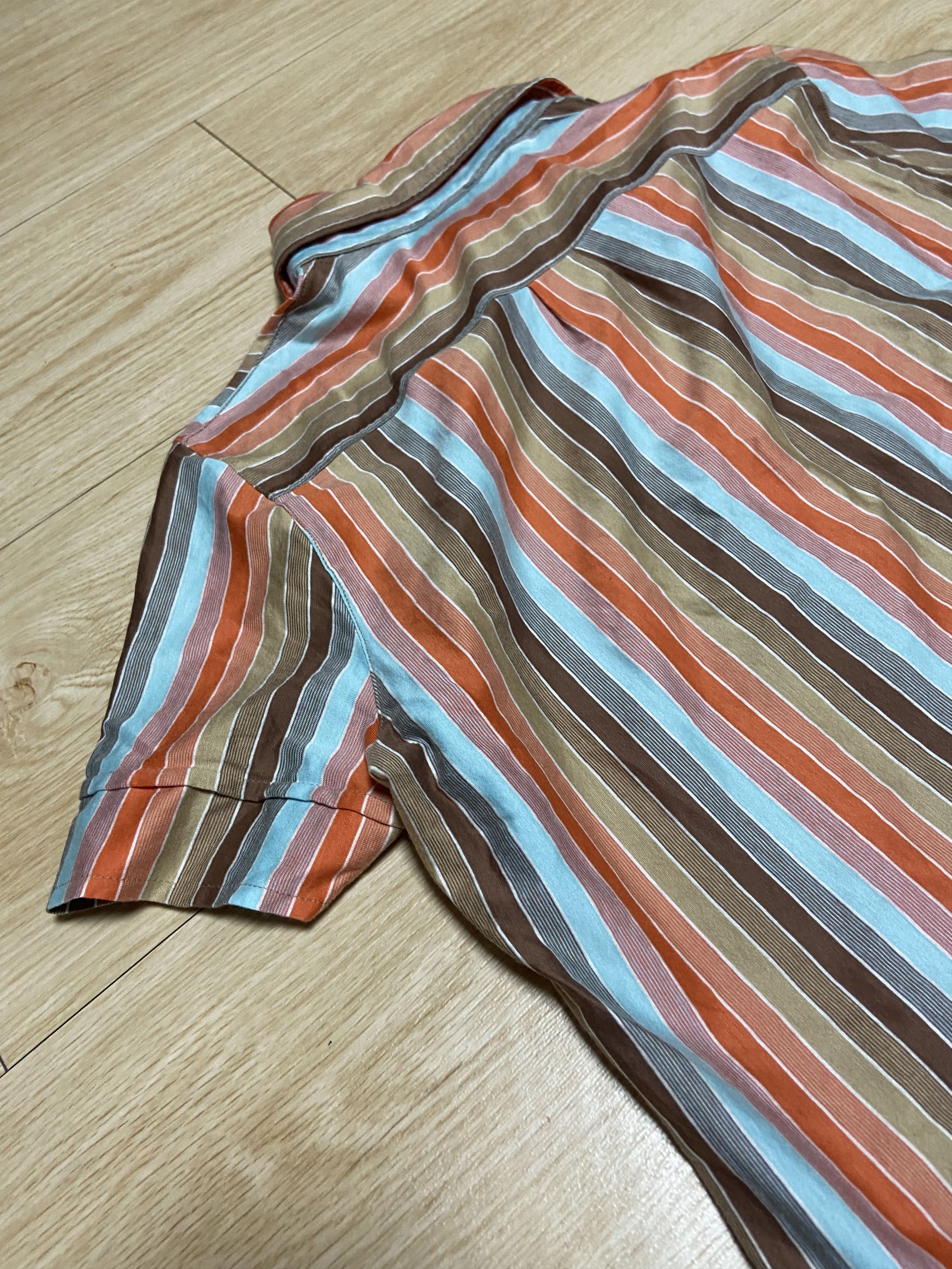 Vintage M armhole dart orange stripe button short sleeve polo shirt Size M / US 6-8 / IT 42-44 - 9 Thumbnail