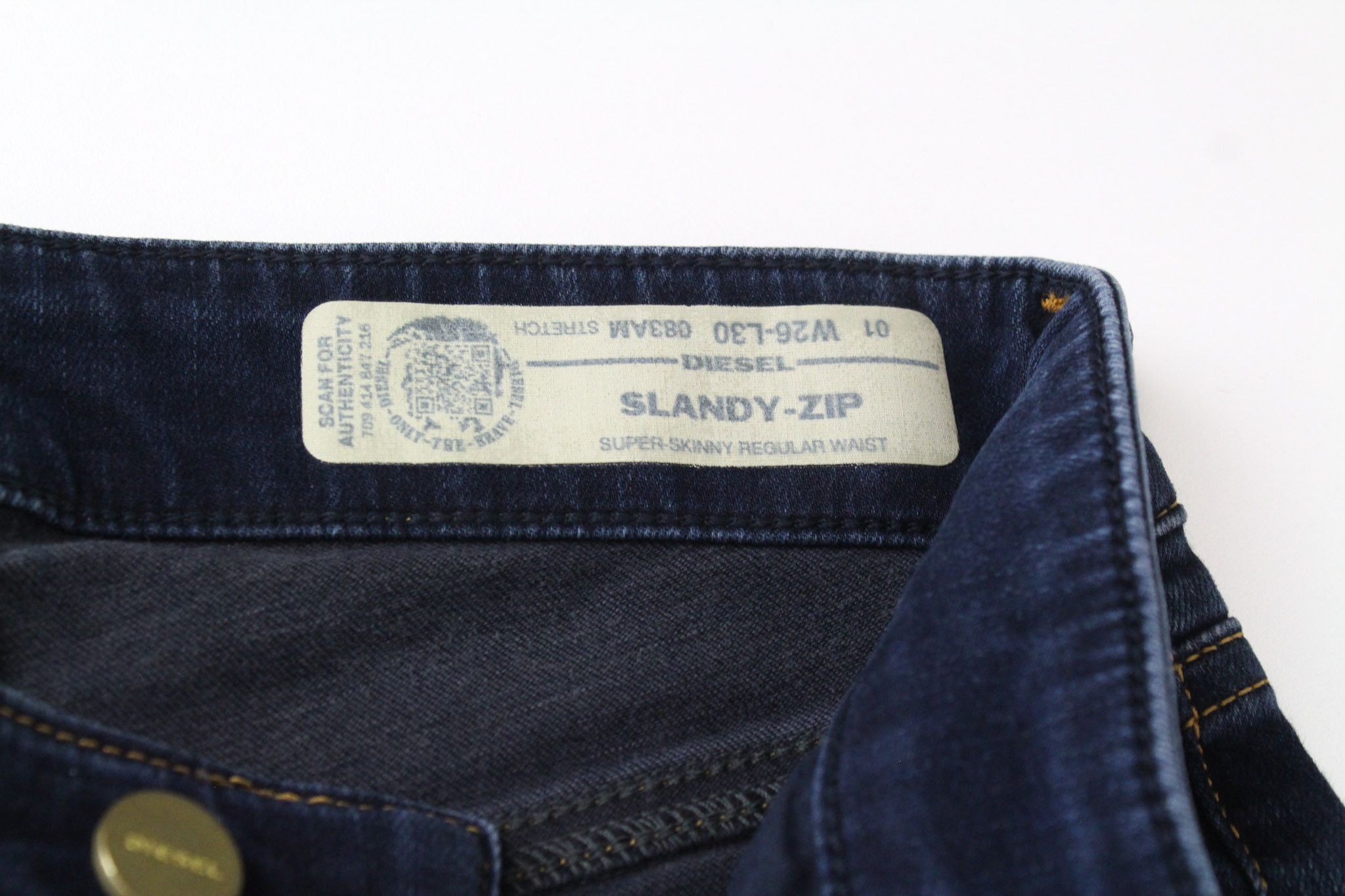 Diesel SLANDY-ZIP 083AM W26/L30 Blue Zipped Jeans 70291 Size 26" / US 2 / IT 38 - 5 Thumbnail