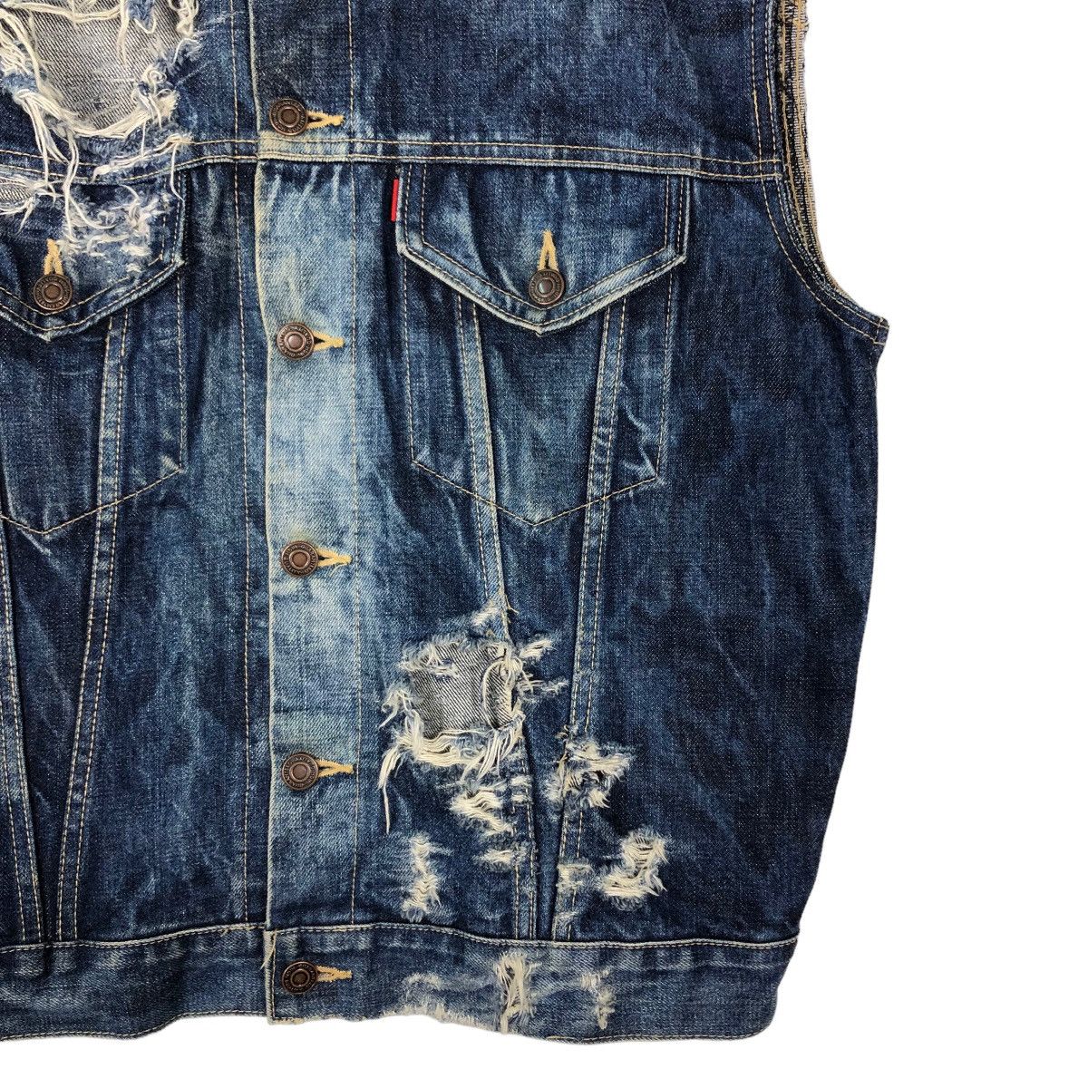 Japanese Brand 🔥Vintage Denim Tank Top Trucker Cafe Racer RSM Issey Miyake Size US M / EU 48-50 / 2 - 5 Thumbnail