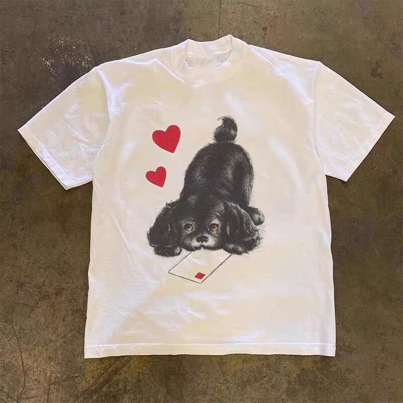 Vintage Hip Hop Send A Love Letter Puppy Print Short Sleeve T-Shirt Size US M / EU 48-50 / 2 - 1 Thumbnail