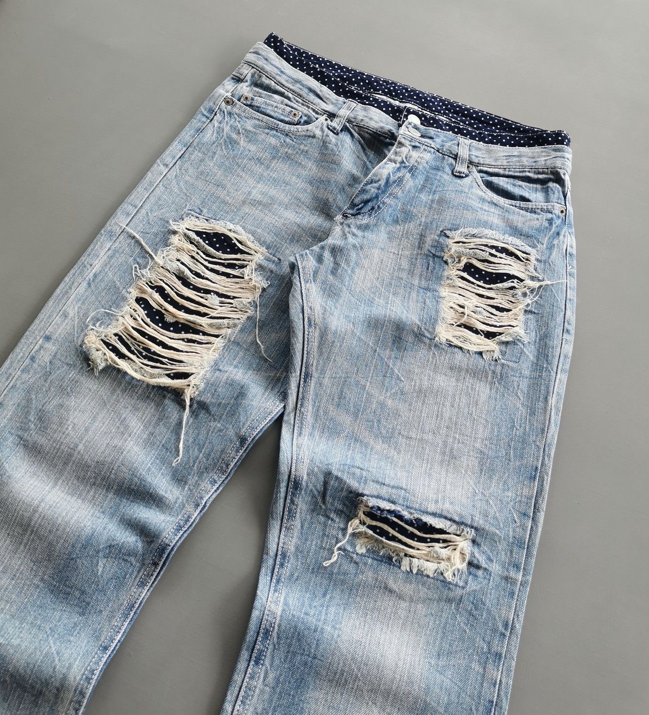 Japanese Brand Unbrand Polkadot Double Waist Jeans Size US 30 / EU 46 - 2 Thumbnail
