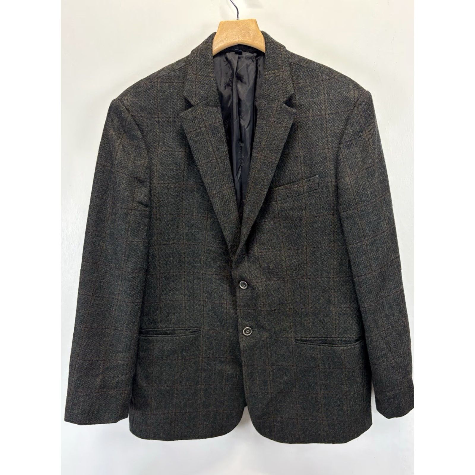 Jos. A. Bank Jos. A. Bank 1905 Brrr Comfort Glen Plaid Brown Mens 44R Wool Blazer Elbow Patch Jacket Size 44R - 2 Thumbnail