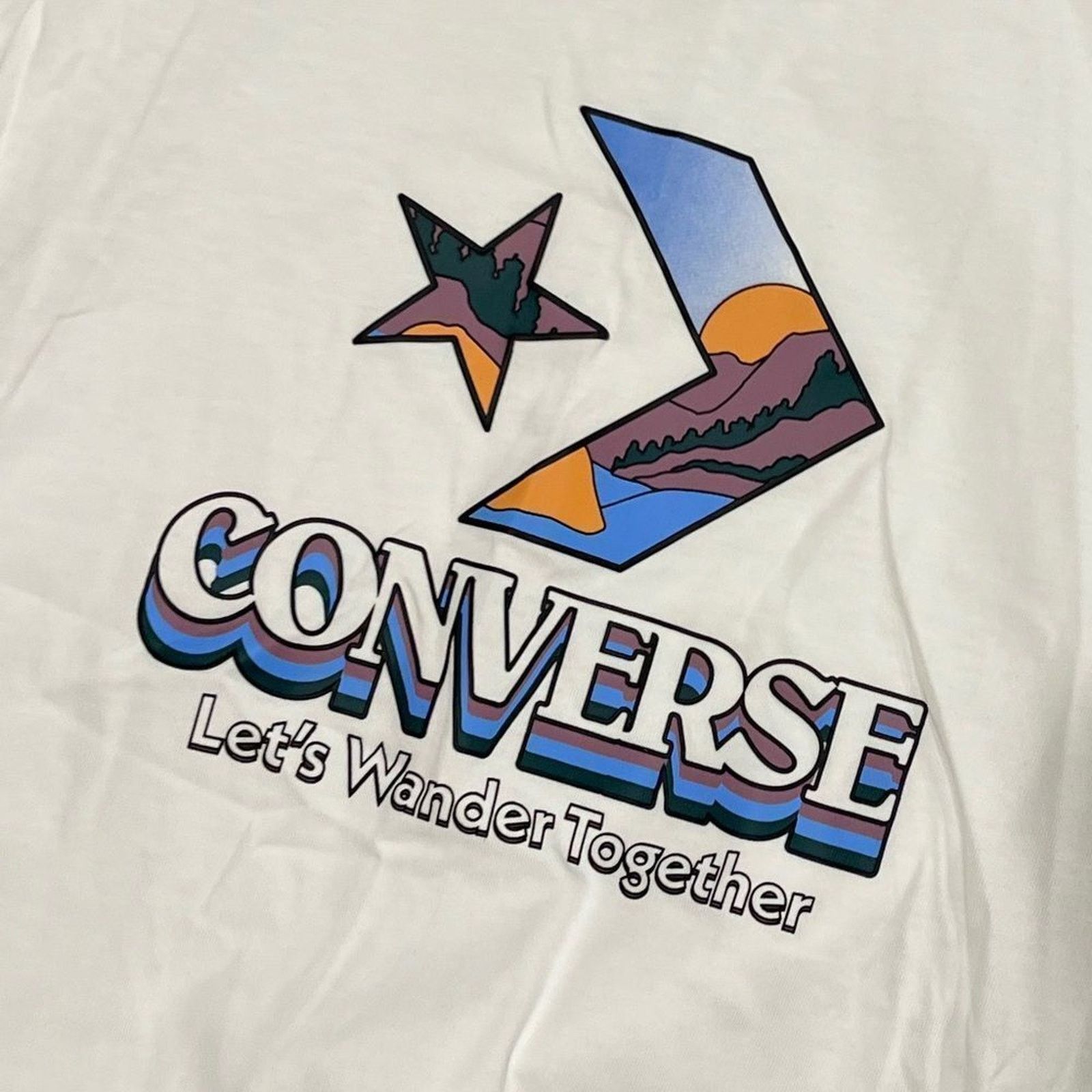 Converse NWOT Converse Star Chevron Mountain Graphic T-Shirt White S Size S / US 4 / IT 40 - 2 Thumbnail