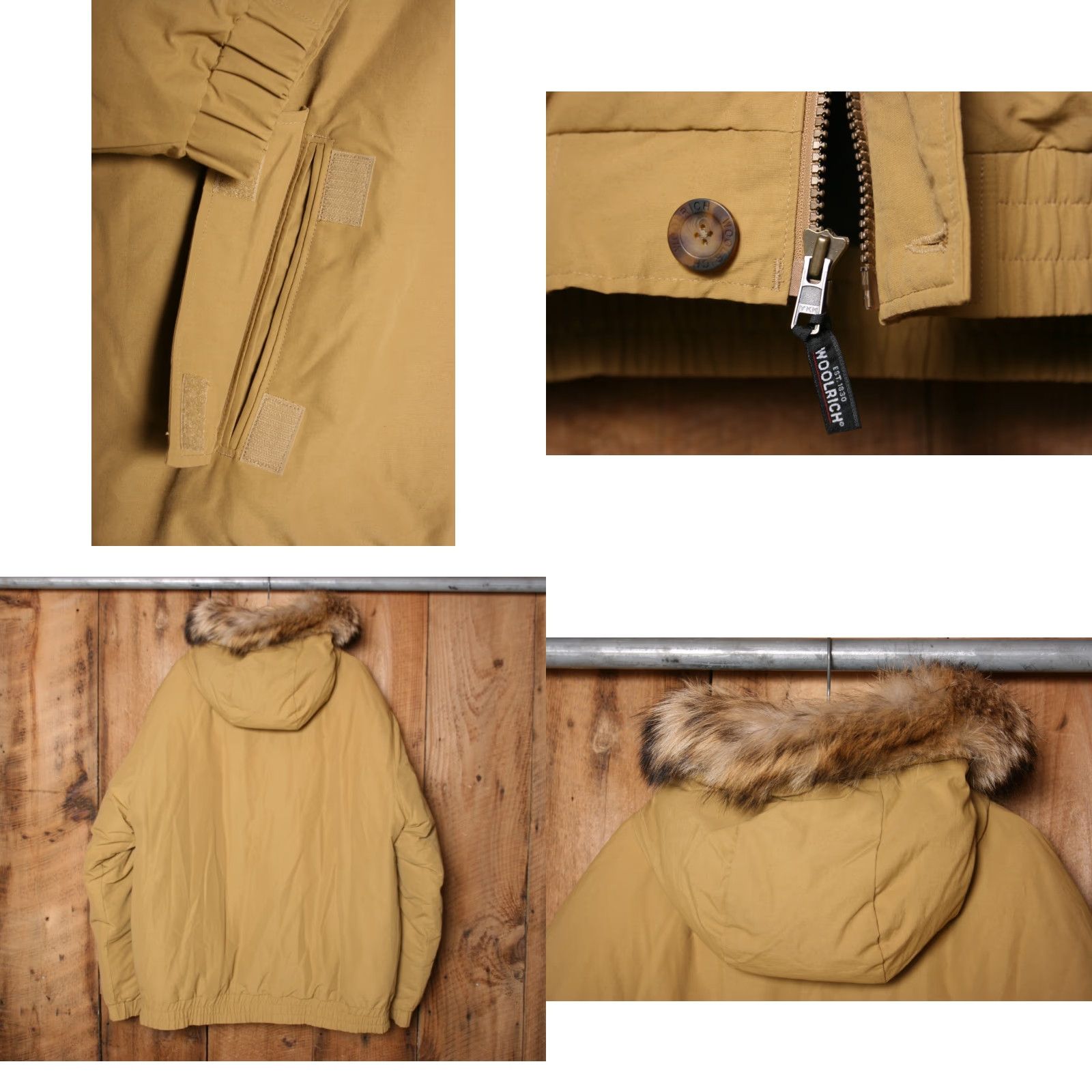 Vintage Woolrich Jacket 3XLT Bomber Hooded Coyote Fur Trim Winter 60/40 Cotton Nylon 60/40 Down Tan Mens Large & Tall Size US XXL / EU 58 / 5 - 8 Thumbnail