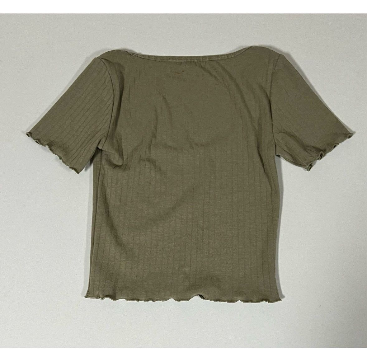 Vintage Olive Green Solid Short Sleeve Shirt Top Blouse Tee Size S ✨ Size S / US 4 / IT 40 - 4 Thumbnail