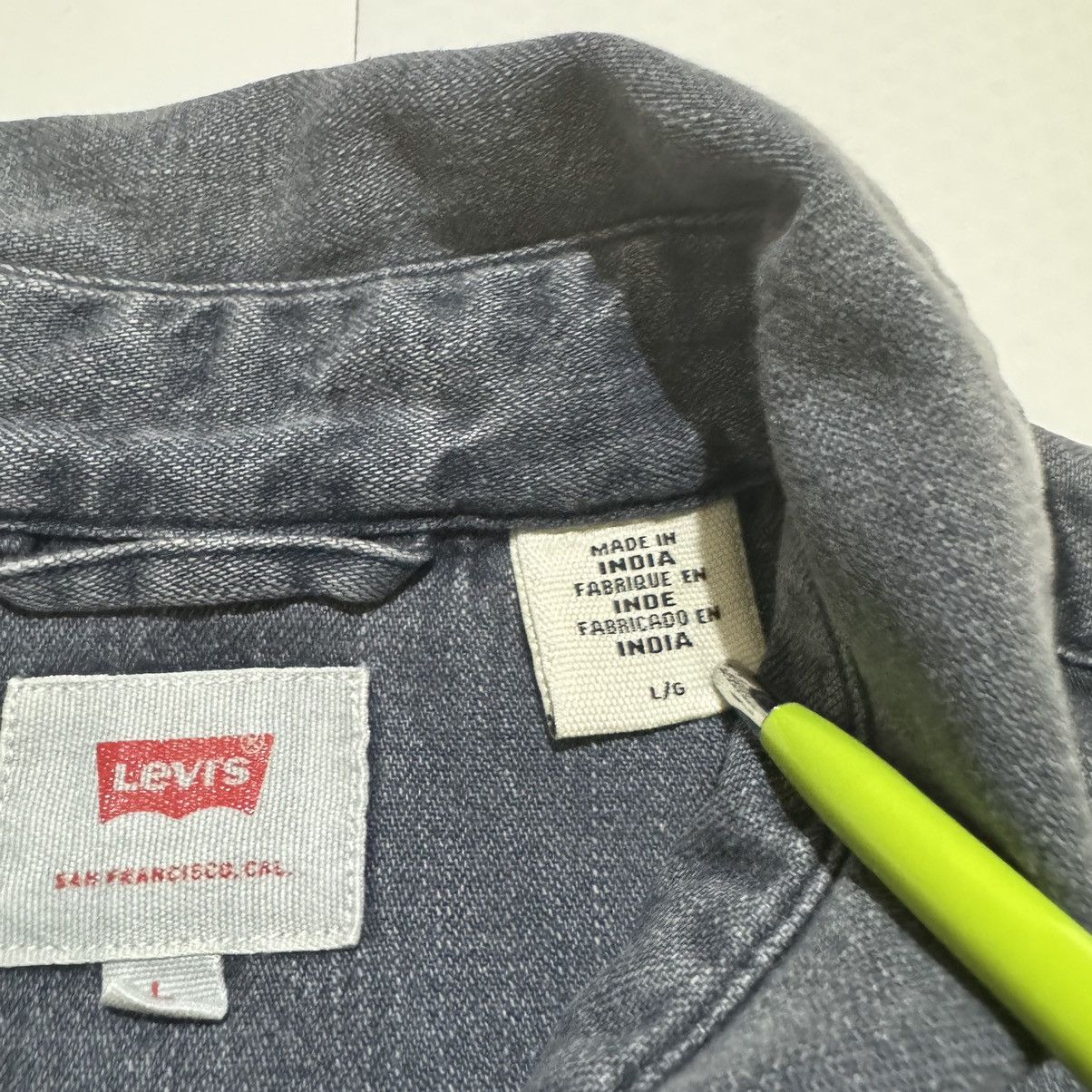 Levi's × Vintage Levi's Denim Black Grey Mens Shirt Snap Button Long Sleeve Size US L / EU 52-54 / 3 - 5 Thumbnail