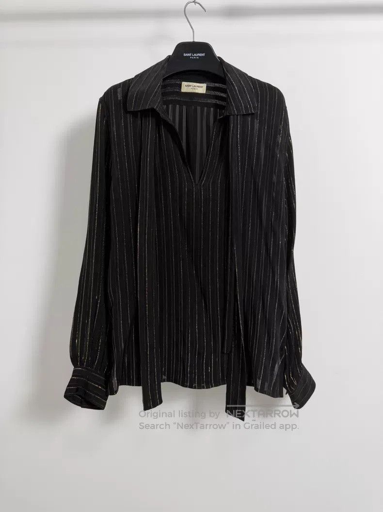 Saint Laurent Paris Saint Laurent Paris Size 38 Mulberry Silk Black and Gold S Size US M / EU 48-50 / 2 - 2 Thumbnail