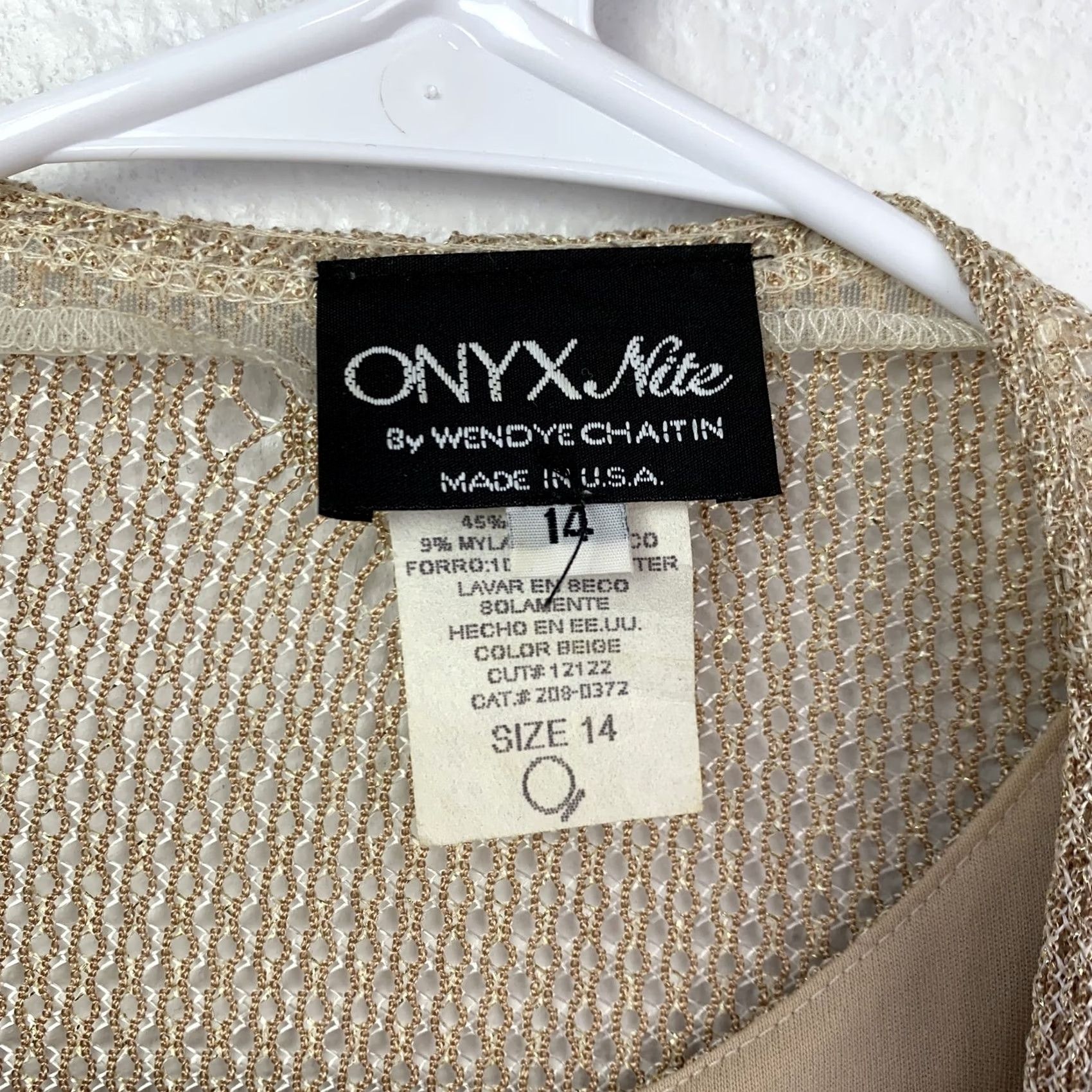 Vintage VINTAGE Onyx Nite by Wendy Chaitin Dress Cardigan Set Women 14 Beige Gold Fringe Lace Knit Open Lightweight Formal Party/Cocktail Wedding Guest Size XL / US 12-14 / IT 48-50 - 4 Thumbnail