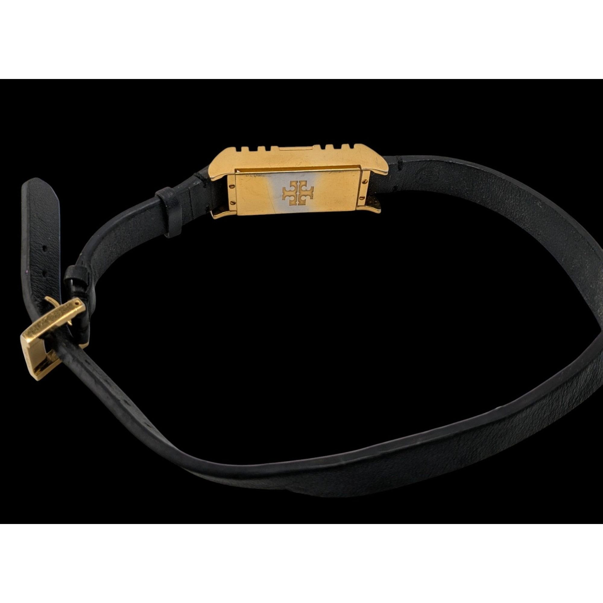 Tory Burch Tory Burch Gold Tone & Black Leather Fitbit Holder Wrap Brac Size ONE SIZE - 4 Thumbnail
