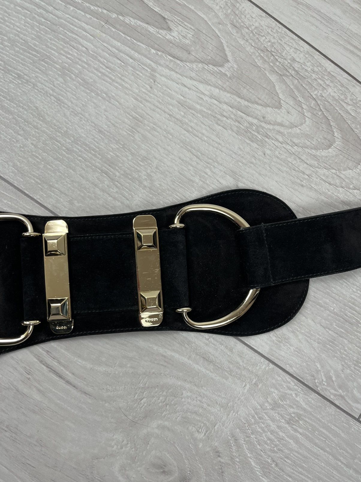 Gucci Gucci Tom Ford Black Suede Big Buckle Waist Belt Size ONE SIZE - 15 Thumbnail
