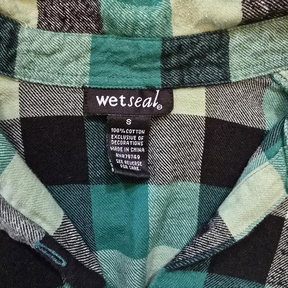 Designer Green Plaid Cropped WS Button Down Flannel Size S / US 4 / IT 40 - 4 Thumbnail