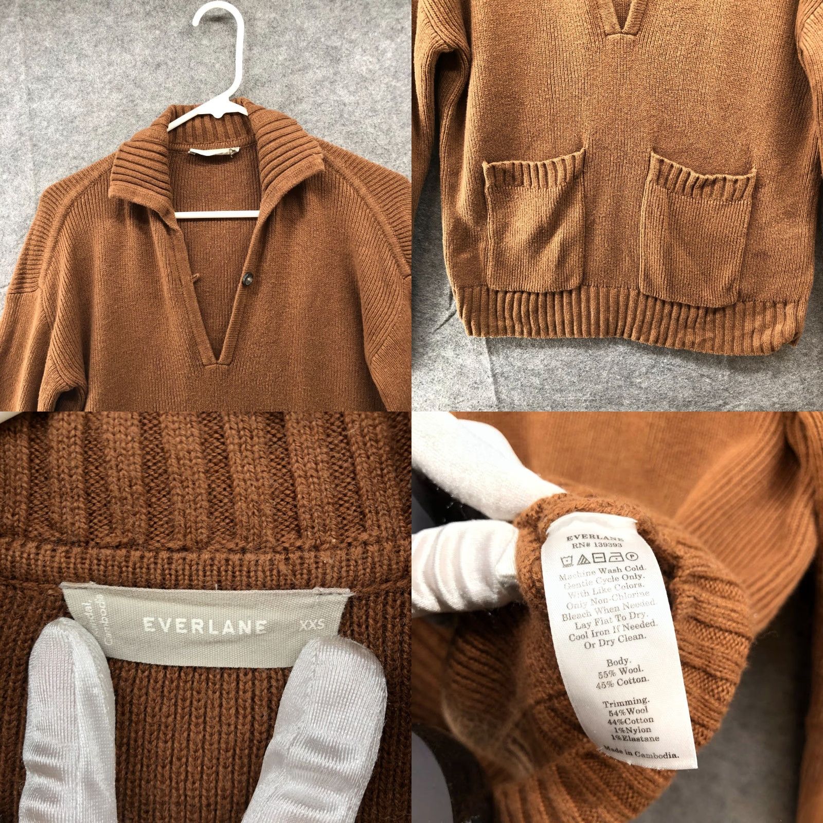 Everlane Everlane Mariner Sweater Womens XXS Camel Tan Wool Blend Collared Split Neck Pullover Knit Wool Cotton Solid Casual Winter Fall Preppy Stadium? Wait. Size XS / US 0-2 / IT 36-38 - 9 Thumbnail