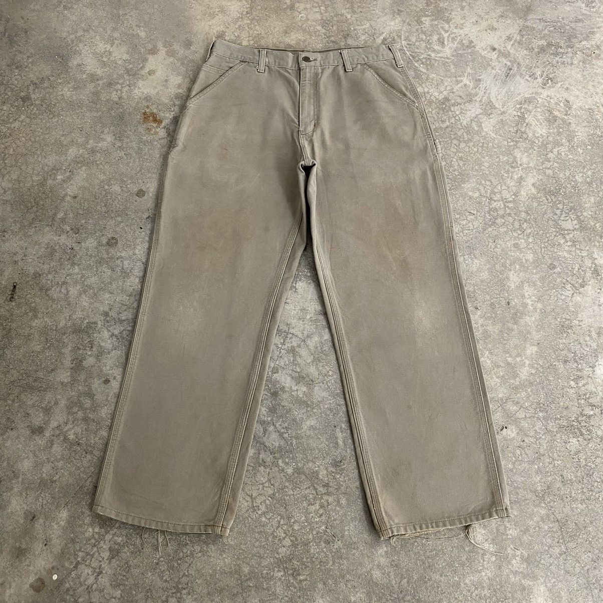 Carhartt Vintage Carhartt Desert Grey Carpenter Workwear Pants Size US 33 - 1 Thumbnail