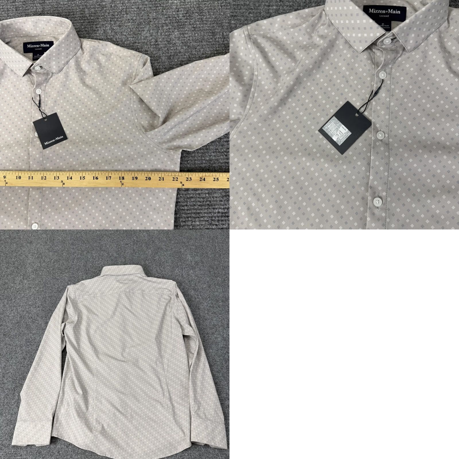 Mizzen+Main Mizzen+Main Leeward Shirt Mens Medium Beige Button Up Long Sleeve Size US M / EU 48-50 / 2 - 8 Thumbnail