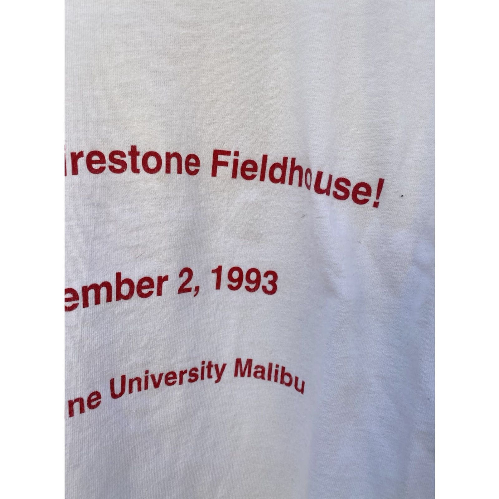 Hanes VINTAGE Hanes I Slept in Firestone Fieldhouse Pepperdine University T Shirt XL Men White 1990-1999 University California 1993 Mens Shirt Graphic Print Size US XL / EU 56 / 4 - 3 Thumbnail