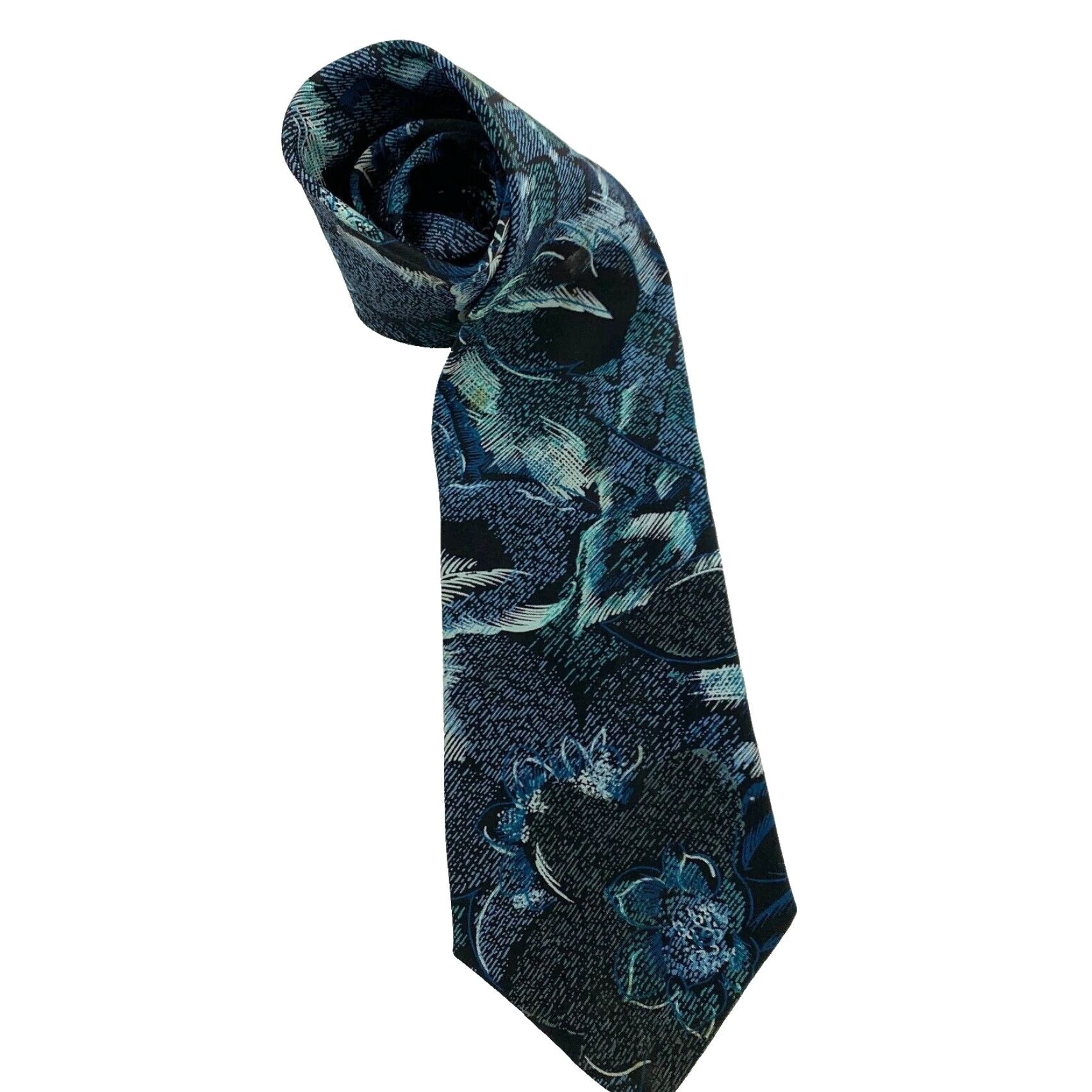 Bugle Boy VINTAGE Bugle Boy Abstract Floral Polyester Blue Tie 58 x 3.75 Mens Size ONE SIZE - 3 Thumbnail