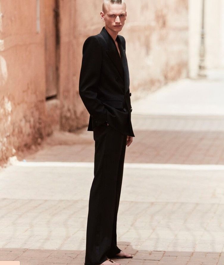 Saint Laurent Paris o1s1wg111224 Tuxedo Jacket In Grain De Poudre in Black Size US XL / EU 56 / 4 - 3 Thumbnail