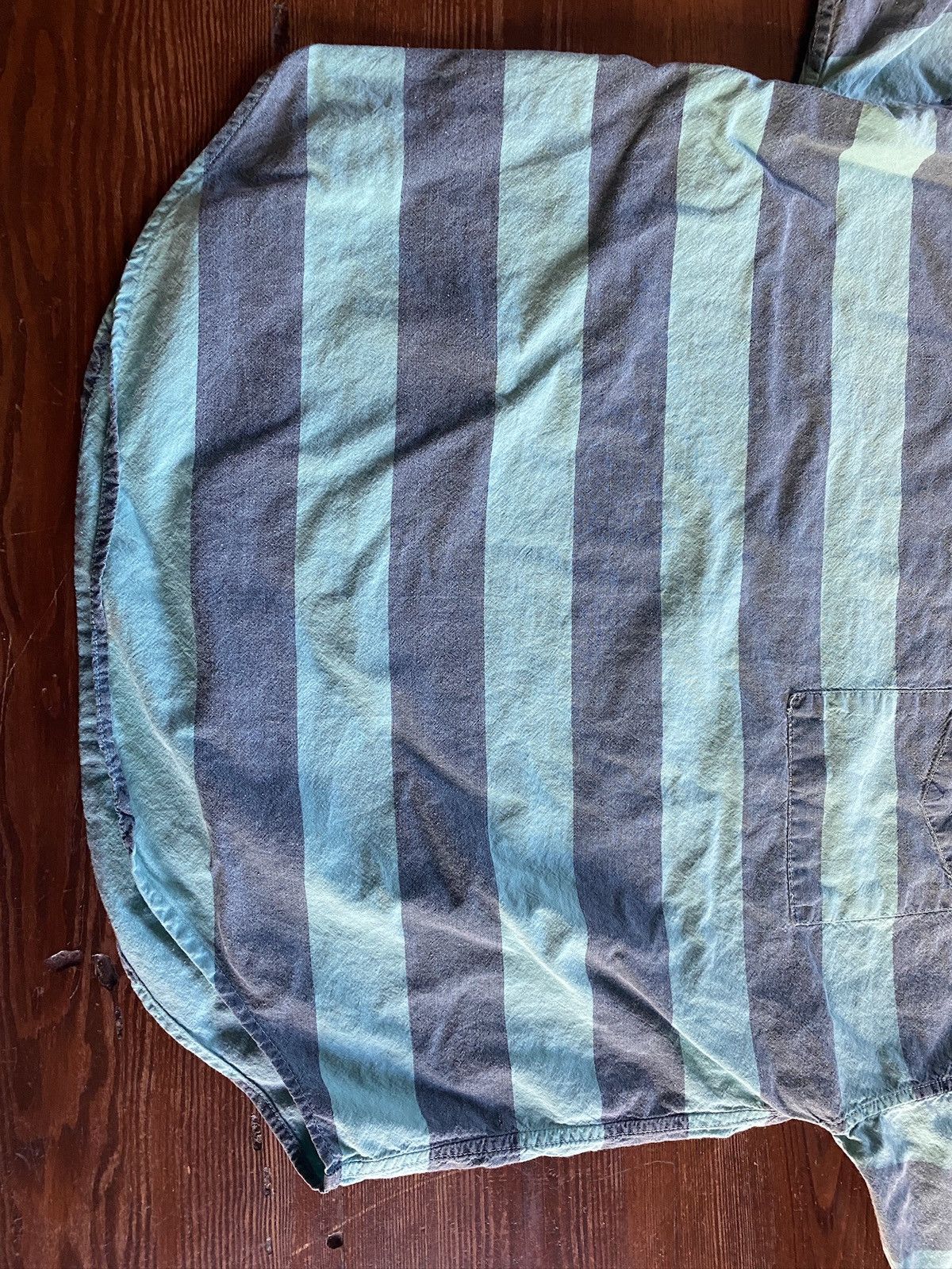 Vintage Vintage 90s Generalities Faded Striped Denim Like Pocket Tee Size US L / EU 52-54 / 3 - 6 Thumbnail