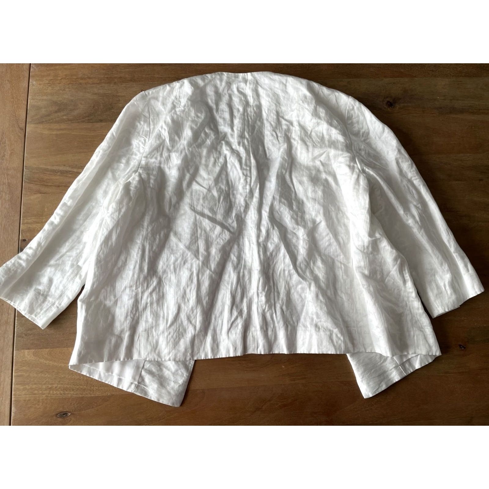 Eileen Fisher Eileen Fisher White Satin Crepe Organic Cotton Open Front Top Womens Medium Size M / US 6-8 / IT 42-44 - 2 Thumbnail