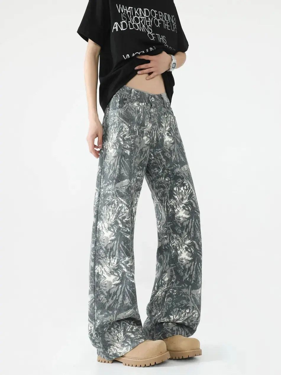 Japanese Brand Retro micro flared casual printed jeans Size US 32 / EU 48 - 1 Thumbnail