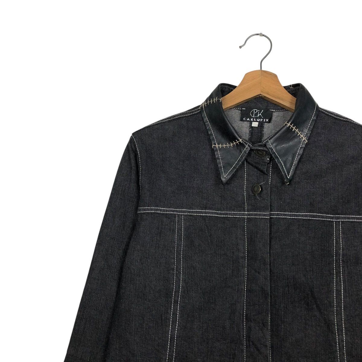 Japanese Brand 🔥VINTAGE CROPPED DENIM BIKER JACKET CARLOPIK ISSEY MIYAKE Size M / US 6-8 / IT 42-44 - 9 Thumbnail