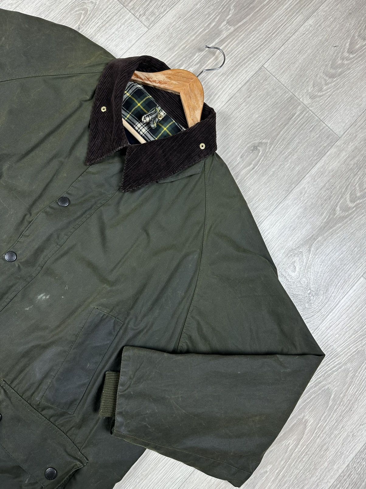 Barbour Vintage Barbour Bedale A100 Waxed Jacket Corduroy Collar Size US XL / EU 56 / 4 - 2 Thumbnail