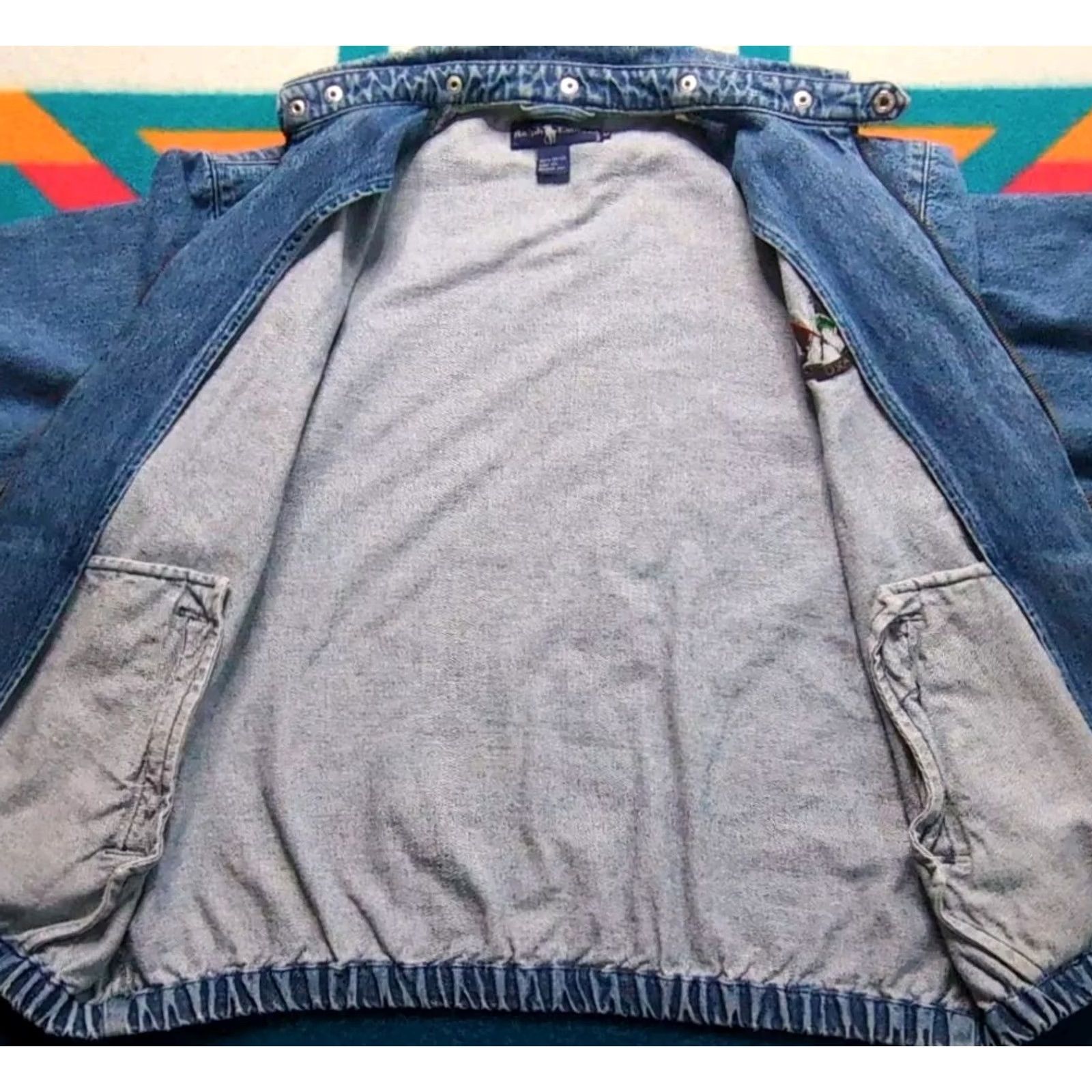 Ralph Lauren VINTAGE Ralph Lauren Denim Bomber Jacket 1988 Anniversary Embroidered Zip Blue Medium Mens Size US M / EU 48-50 / 2 - 7 Thumbnail