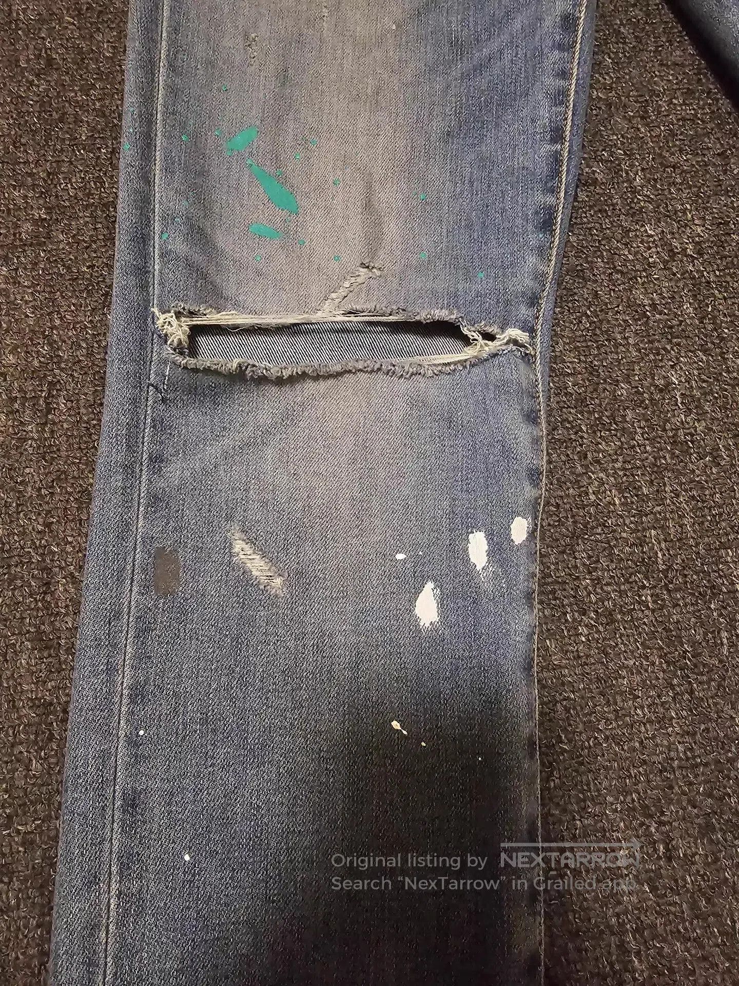Amiri Blue Distressed Paint Splatter Denim Jeans Size 34. Size US 34 / EU 50 - 2 Thumbnail