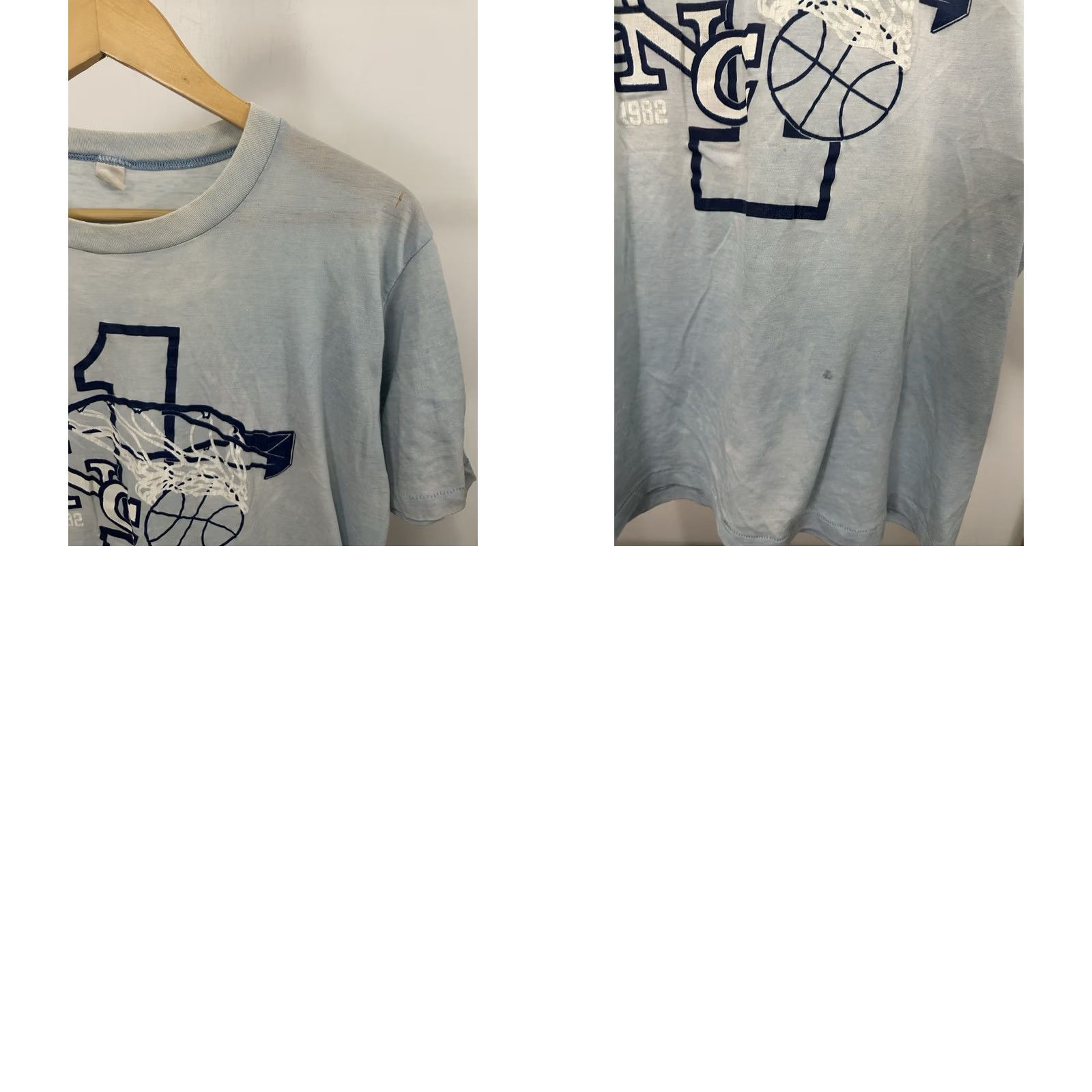 Vintage VTG 80s UNC Carolina Tar Heels Paper Thin Faded Burnout Worn T-Shirt L Men Blue Sh Size US L / EU 52-54 / 3 - 8 Thumbnail