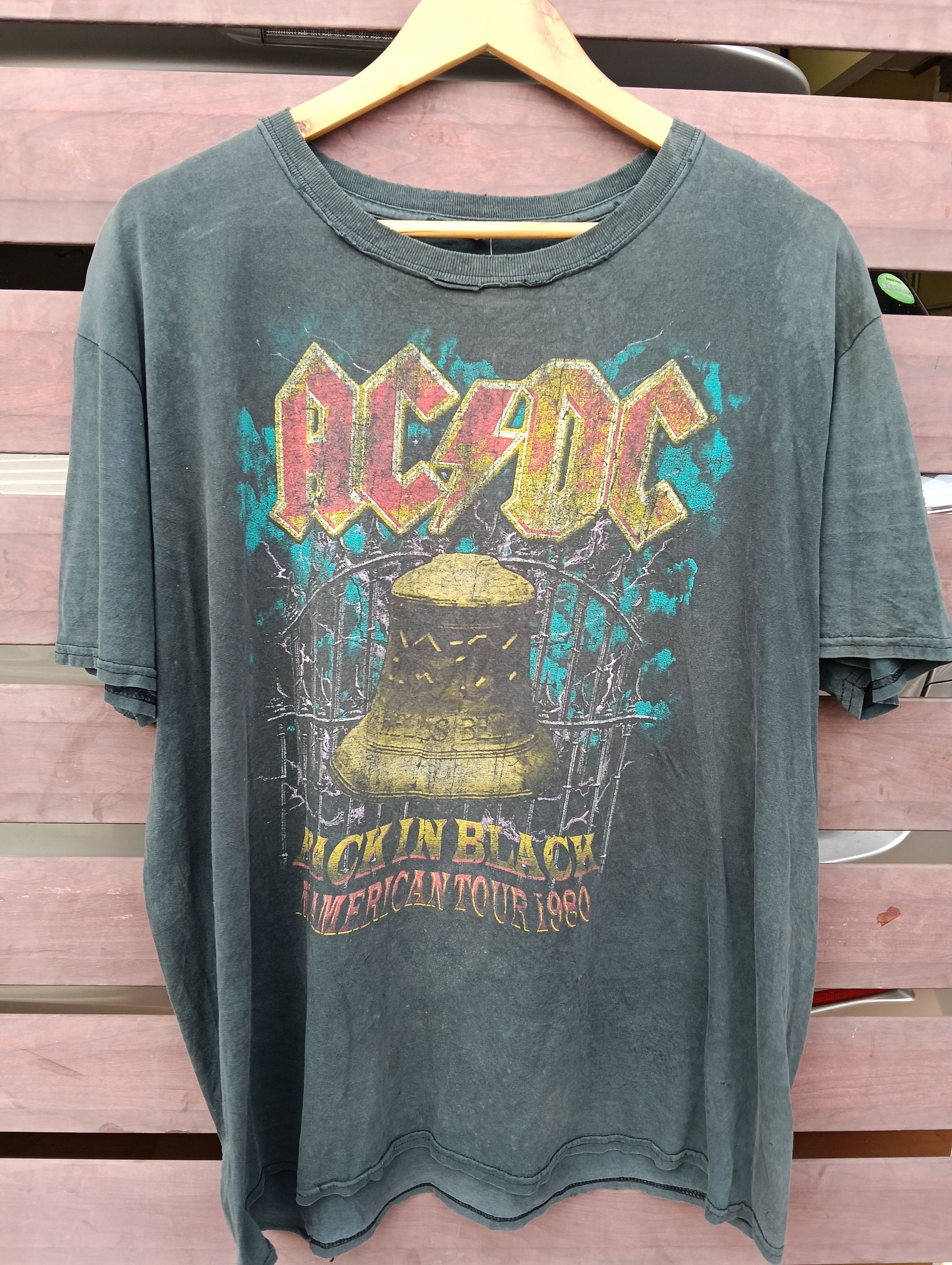 Grunge vintage ACDC faded black T-shirt.